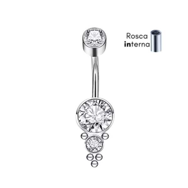 Piercing de Umbigo Indiano Zirconia Aço Cirúrgico 316L