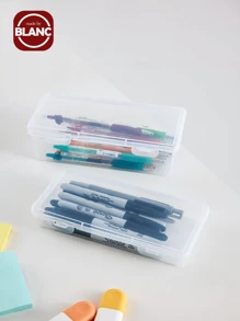 1pc Large Capacity Transparent Stationery Storage Box, Colorful Pencils, Watercolor Pens, Drawing Pens, Art Supplies Organizer. 10pcs Colorful Memo Clips, Iron Book Clips, Exam Paper Clips,Pencil Case,Pencil Pouch,School Bag