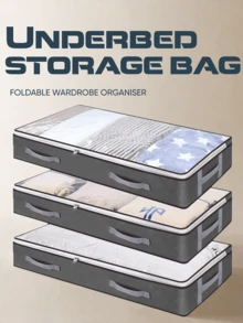 1/3 Under Bed Storage Boxes, Foldable Wardrobe Organizer And Under Bed Storage Bags, Under Bed Storage Bags, Blankets, Towels, Clothes, Blankets, Sweaters, Clothing Organizer Boxes - Black - View 7