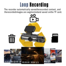 1080P雙攝像頭，車用行車記錄器，前后雙鏡頭，帶IR夜視，循環錄像，廣角汽車DVR攝像機，3.16英寸IPS屏幕，具有雙鏡頭車用儀錶板視頻攝像機 - 黑色 - 查看 8