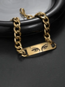 1 chiếc vòng tay ảnh mắt bằng thép không gỉ khắc tên theo yêu cầu, mạ vàng 18K, có thể khắc họ tên hoặc ảnh mắt, vòng tay cá nhân hóa vàng/bạc, chất liệu thép không gỉ, quà tặng cho bạn trai, Giáng sinh, Ngày của Cha, quà tặng cho bạn trai, bạn gái, bố. - Nhiều màu - Xem 8