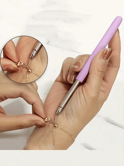 1pc Stainless Steel Bracelet Clasp Assist Tool, Jewelry Accessory Tool, Bracelet Clasp Helper, Portable Bracelet Tool, Jewelry And Hook Equipment, Bracelet Connector Tool, Adjustable Bracelet Clasp - Easy To Use Jewelry Accessory Tool, Essential For Women Travelers, Travel Accessories, Beach Vacation, Summer Holiday, School Supplies