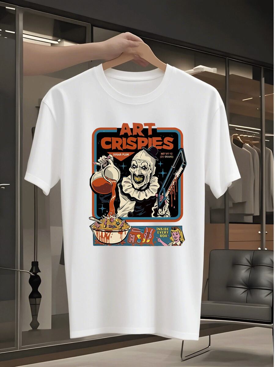 Men's Graphic Tee Creepy Clown Cereal Killer Design  Retro Vintage Style Short Sleeve Shirt