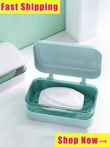 带排水孔的皂碟，创意双层皂盒，适用于浴室、旅行和居家使用，翻转式沥水皂架，适合居家、露营、旅行和各种时尚场合，旅行必备，家居浴室装饰，秋季装饰，返校季装饰 - 彩色 - 查看 11