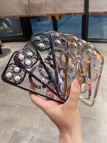 CTEGLODRIX 奢华电镀磁吸透明手机壳，兼容 16/15/14/13/12/11 Pro Max Plus，镜头保护，支持磁吸无线充电，透明 TPU 材质，防水防震防摔防刮花 - 紫色 - 查看 5