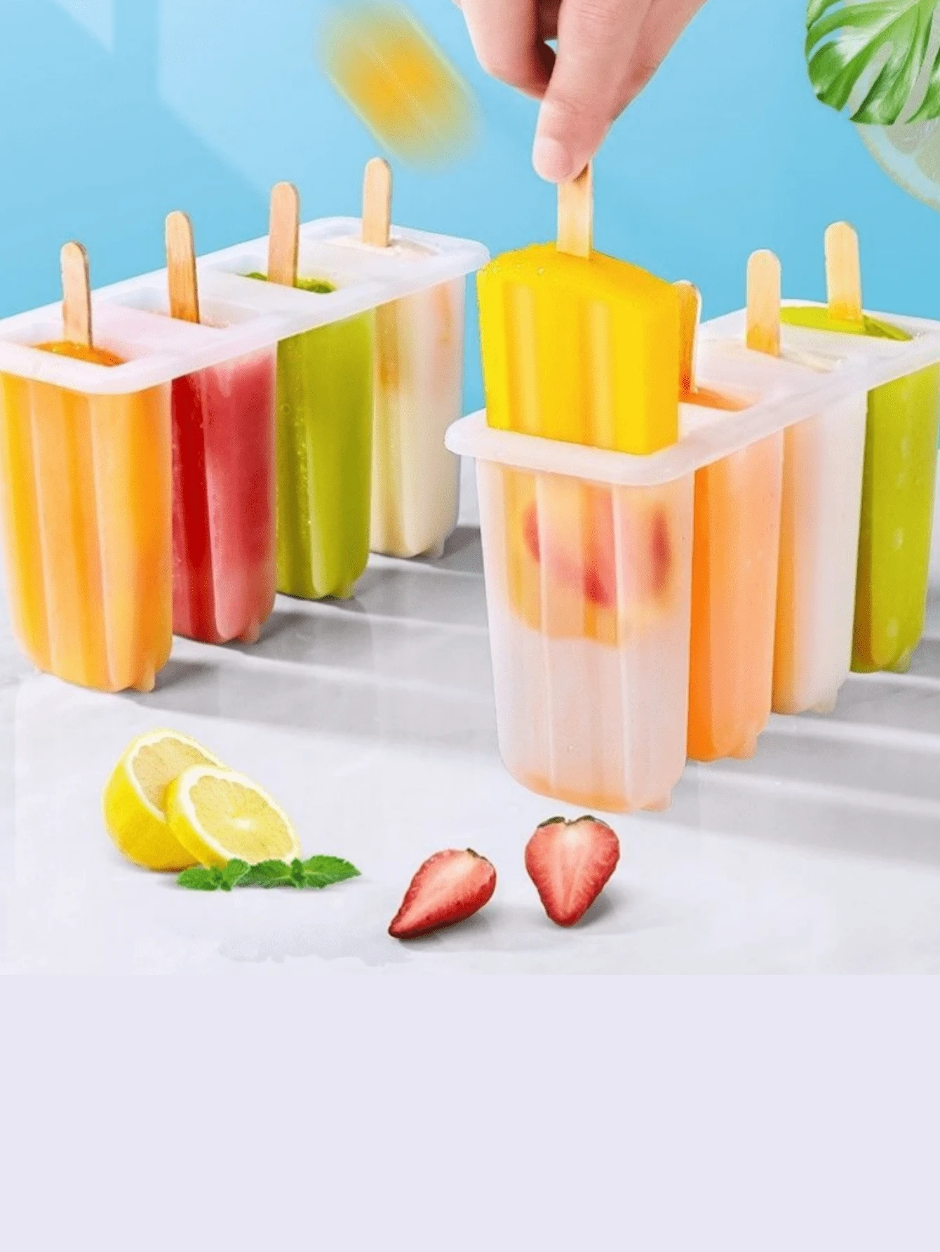 50 Stück Eisstiele, große & kleine Eisformen, Sommereislutscher-Formen für den Hausgebrauch, Eiswürfelbereiter, Eislutscher-Formen, DIY Eislutscher-Boxen, essentiell für Sommerkühlung, Halloween- und Weihnachtsparty-Zubehör