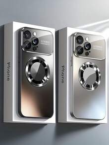 全新奢华钛金色手机壳，兼容 16、15、14、13、12 和 11 Pro Max Plus 型号，支持磁吸式无线充电，并配备防震玻璃摄像头镜头保护。 - 黑色 - 查看 4