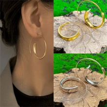 1 Pair Elegant Boho Asymmetrical Circle Hoop Earrings, Unique Design Suitable For Daily Wear And Valentine's Day Gift For Women