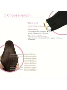 20 片 30 克 接发片 真人发无缝接发片 专业原生真人发接发片 挑染 万圣节服装 - S1B - 查看 4