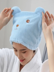 1pc,Cute Ultra-Soft, Cartoon Bear Hair Drying Cap – Hair Drying Cap, Cartoon Hair Drying Cap, Hat, Bath Cap, Dorm Essentials, Bathroom Essentials, Household Essentials, Ultra-Fine Fiber Absorbent Quick-Dry Towel, Bath Cap, Hair Wrapping Cloth, Elastic Edge. Perfect For Kids, Students, And Anyone Who Loves Cute Bathroom Gear. A Lovely Little Gift For Christmas, Thanksgiving, Or As A Sweet Stocking Stuffer.