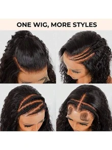 Uveous 250% Density 40 42 Inch Glueless Put On And Go 5x5 HD Lace Closure Bone Straight HD Lace Front Wigs Human Hair 250 Density Straight 13x6 HD Lace Front Wigs Pre Plucked Straight Glueless Wear And Go Human Hair 13x6 HD Frontal Human Hair Wig For Women With Baby Hair - Natural Black - 查看 8