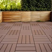 44/27-Pack 12"X12" Interlocking Deck Tiles, Plastic Waterproof Outdoor Flooring For Patio, Pool, Backyard, Balcony – All-Weather - Brown - View 2