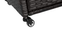 Sairedel Stół barowy na zewnątrz, wózek barowy z wikliny z szafką, wózek do serwowania na patio ze stalowym blatem, z jednym wiaderkiem na lód, blokowane kółka, boczny kosz do ogrodu, basenu i na podwórko, czarny - Czarne - Zobacz 10