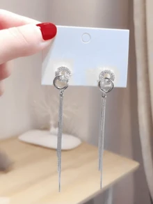 Hoa tai tua rua dài thanh lịch, Hoa tai thời trang cá nhân hóa, Trang sức phong cách Châu Âu và Mỹ - Bạc - Xem 4