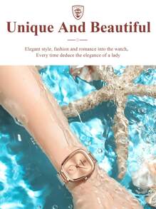 1pc Elegant Rose Gold Stainless Steel Strap Oval Dial Women's Quartz Watch, Luxury Waterproof Watches For Woman, Fashion Ladies Wristwatch Suitable For Daily Occasions, Women's Gifts