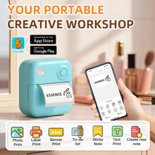 LAIBEAR Mini Printer Sticker Thermal Printer, Portable Inkless Sticker Maker, Free Cutting Small Pocket Printer, Mini Photo Printer, Black And White Photo Printer, Efficient And Fast Small Pocket Printer, Inkless Printer For Study Notes, Pictures, DIY, Labels, Mini Printer Sticker Thermal Printer