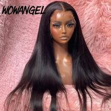 WOWANGEL Straight Human Hair 13x6 HD Lace Frontal Wigs Glueless Invisible Real HD Swiss Lace Front Wig Pre Plucked For Women 14-28 Inch True HD Lace Melt Into Skin Lace Front Wigs With Natural Hairline - Natural Black - View 4
