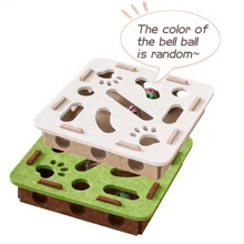 Juguete para gatos con 3 bolas con campanas disponible en dos colores, diseñado para que los entusiastas de los gatos mantengan a sus mascotas entretenidas. Esta caja interactiva con laberinto cuenta con un juego giratorio y es resistente al arañado. Incluye tableros rascadores, postes rascadores y juguetes que hacen sonidos, adecuado para usar en diez escenarios diferentes, sin batería