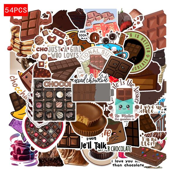 50pcs Chocolate Cartoon Graffiti Stickers Decorative Water Cups Notebook Luggage Stickers