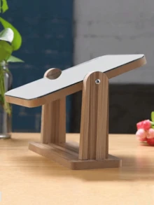 Specchio per il trucco, specchio da tavolo in legno girevole a 360°, specchio singolo per il trucco, specchio da trucco portatile e rimovibile per spazio intimo HD, specchio da trucco da tavolo rettangolare con cornice in legno, specchio da appoggio con motivo a grana di legno