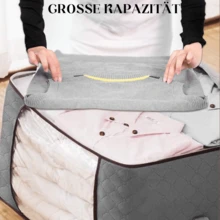 6 Stk Profi Groß Aufbewahrungstasche, Faltbare Unterbett Kleideraufbewahrung,60 x 40 x 35 cm (L x B x H), 90 L - Grau - Übersicht 3