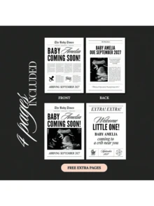 1pc Newspaper Pregnancy Announcement, Large Newspaper Announcement, Pregnancy Newspaper Announcement, Newspaper Gift Delivery 28x43CM, For School Supplies, Back To School, Multi-Functional, Ornamental, Reusable, Modern, Cute, Vintage, Cartoon, Kawaii, Custom, Personalized, Customized, Workers, Clients,Custom Business Cards With Logo Text - Pregnancy Announcement Newspaper 2 - View 3