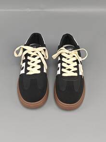 (Recommend Sizing Up) Women's Casual Sports Shoes, Lightweight Breathable Mesh Lace-Up Sneakers, Versatile Comfortable Flat Walking Shoes - 黑與白 - 查看 4