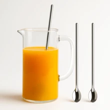 Kit 3 Colheres Bailarinas para Sucos Drinks e Copos Longos Perfeita para Mexer Toda em Aço Inoxidável 30,2cm Barman Colher Cabo Grande - Prata - Visão 1