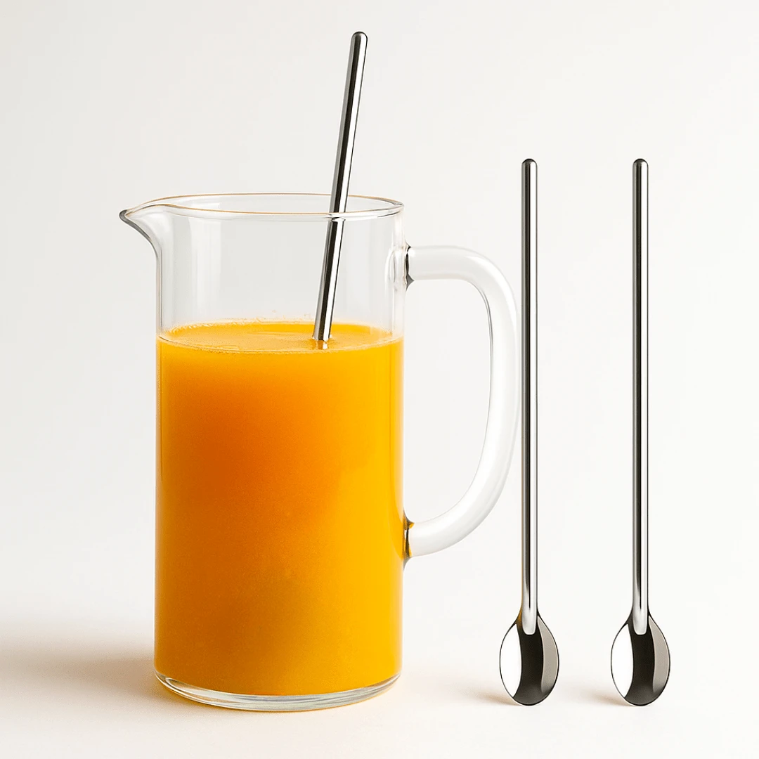 Kit 3 Colheres Bailarinas para Sucos Drinks e Copos Longos Perfeita para Mexer Toda em Aço Inoxidável 30,2cm Barman Colher Cabo Grande - Prata - Visão 1