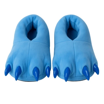 nerd hunters Adult Blue 3D Monster Paw Slippers With Claws – Fun Plush Indoor Shoes For Women And Men (EU 37–44)