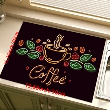 1pc Coffee Cup & Dish Drying Mat, Espresso Machine Countertop Absorbent Pad, Coffee Theme Bathroom Vanity Draining Mat, Soft Faucet Absorbent Pad, Vanity Cup Mat, Kitchen & Bathroom Accessories