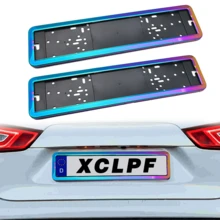 2个不锈钢欧标车牌框，带ABS底板，通用尺寸520mm*110mm车牌，欧盟汽车外饰配件，欧标车牌架，含螺丝套件，也适用于俄罗斯金属车牌框