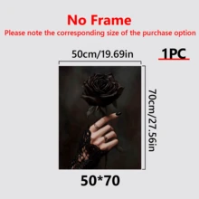 1 件，哥特式黑玫瑰深色学院风格墙面艺术帆布海报，精致蕾丝手套与手工设计，万圣节家居装饰，墙壁艺术，海报优质帆布适用于卧室、办公室、浴室装饰 - 理想的家居装饰礼物 - 帆布材料（可选框架）