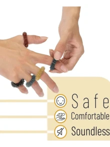 5/10Pcs Sensory Rings, Stress Relief Fidget Sensory, Elastic Fidget Rings, Fidget Ring For Anxiety, Stress Relief Rings, Massager For Fidget ADHD Autism, Silent Stress Reducer Ring - Black - View 5