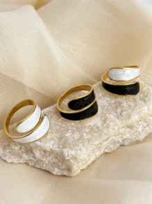 حلقة مفتوحة من الصلب المطلي بالذهب عيار 18 قيراط بتصميم بسيط، طلاء باللون المدرج على الطراز القديم، مناسبة للارتداء اليومي والمناسبات الرسمية، هدية مثالية للأصدقاء والمناسبات