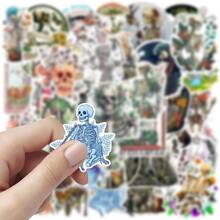 50张植物骷髅精美卡通涂鸦贴纸创意高颜值自粘手机水杯笔记本电脑贴纸