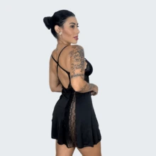 Women Nightgowns & Sleepshirts - Black - View 2