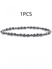 Tobillera de piedra natural negra de cálculo biliar para pérdida de peso de pareja, pulsera magnética de piedra de yoga para pareja
