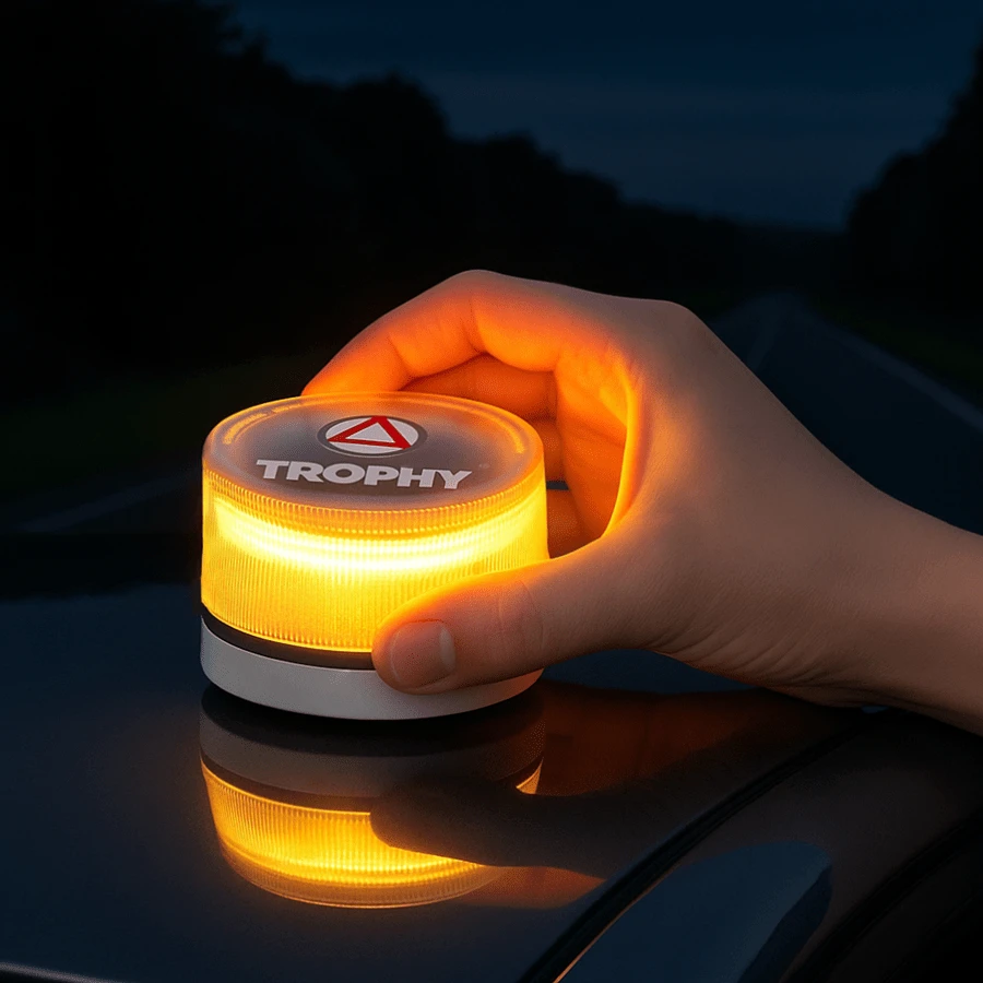 Trophy - V16 baliza de emergencia, Baliza de emergencia V16 geolocalizada y conectada a la DGT 3.0, IoT Luz de Emergencia V16 con Geolocalización, Exigible a Partir de 2026, Baliza Connectada with DGT 3.0, Señal V-16 para Coches, Aviso Ubicación.