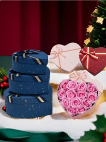1pc Pink Gift Boxes With Lids For Present Heart Shaped Flower Boxes For Bridesmaid, Proposal, Wedding, Birthday