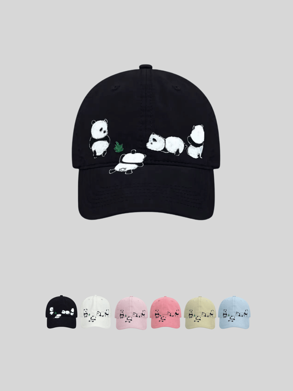 1pc Women's Solid Color Cartoon Panda Embroidered Fashionable Versatile Baseball Cap, Suitable For Commuting, Outdoor Leisure
