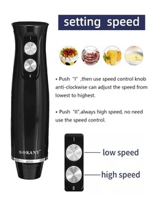 SOKANY 1 件套四合一手持搅拌机套装，电动食品加工机包括多功能手持搅拌机、打蛋器、绞肉机和搅拌杯，适用于食品加工和婴儿食品混合 - 查看 2