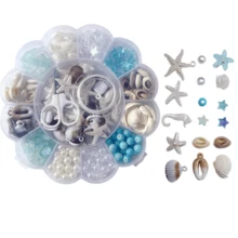 8-28mm 壓克力藍色與白色珠子 DIY 海洋珠子套組，完美珠寶製作套件，適合女性度假愛好者的理想禮物 - 13格海洋珠梅花盤 - 查看 7