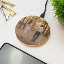Personalized Bamboo 15W Wireless Charger Custom Photo, Wedding Gift Anniversary Custom Charger Gift, Personalized Gift For Boyfriend - Best Man Customized Gifts, Groomsmen Gift, Present For Dad Husband Boyfriend, Best Gift For Birthday, Wedding Anniversary, Valentine's Day, Father's Day 
