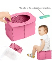 مقعد إفراز صغير محمول للأطفال قابل للطي لتدريب المرحاض، مع أكياس تنظيف قابلة لإعادة الاستخدام، مناسب للتخييم والسفر والأطفال الصغار