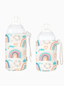 1pc Solid Color Minimalist Baby Bottle Insulation Cover - White - View 11
