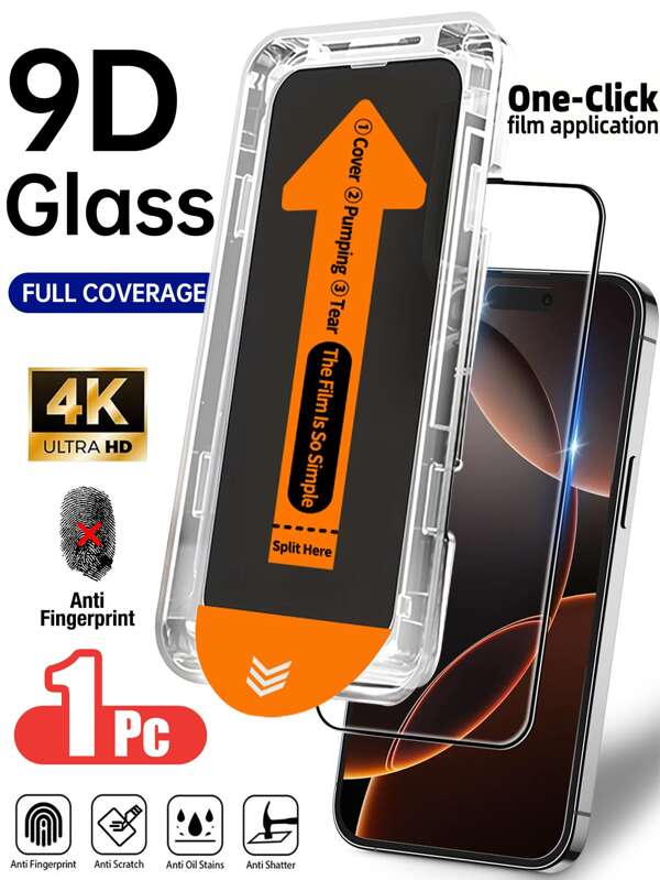 Yezodawee 1Pack HD Clear Tempered Glass Screen Protector With Install Kit Auto-Alignment Kit Compatible With IPhone 17 ProMax/17 Pro/17 Air/17/16 Pro Max/16 Pro/16 Plus/16E/16/15 Pro Max/14 Pro Max/13 Mini/12/11 Series, Full Coverage, Anti-Fall, Anti-Scratch, 9H Hardness Shatterproof Tempered Glass Film Protective