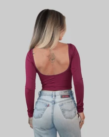2 Piece Set Women's Cropped T-Shirt, Round Neck, Long Sleeve, Backless, Suitable For Spring And Autumn AITONA - Nhiều màu - Xem 4