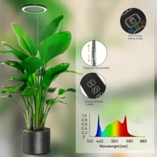 Adjustable Height Full Spectrum Plant Growth Light With 3/9/12 Hour Auto Timer, Long Lasting
