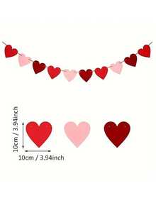 4/2PCS Felt Heart Garland Banner,Red Pink White Banner ,Outdoor Home Hanging,Home Decor, Holiday Party Backdrop Decoration, Photo Backdrop Decoration,For Wedding, Anniversary, Party, Bridal Shower, Engagement, Wedding 1pc